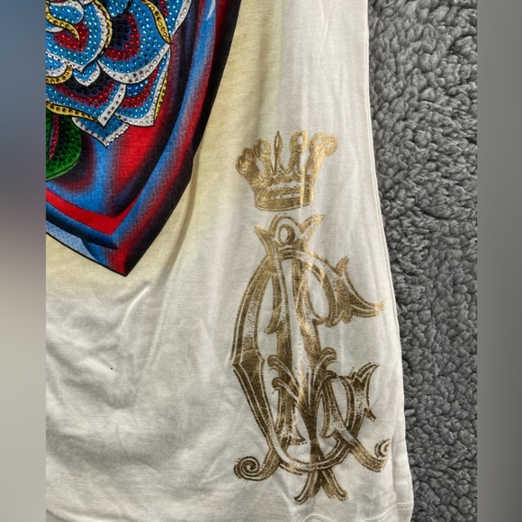 Christian Audigier Vintage Studded White/Gold Tank Size L NWT - Picture 3 of 8